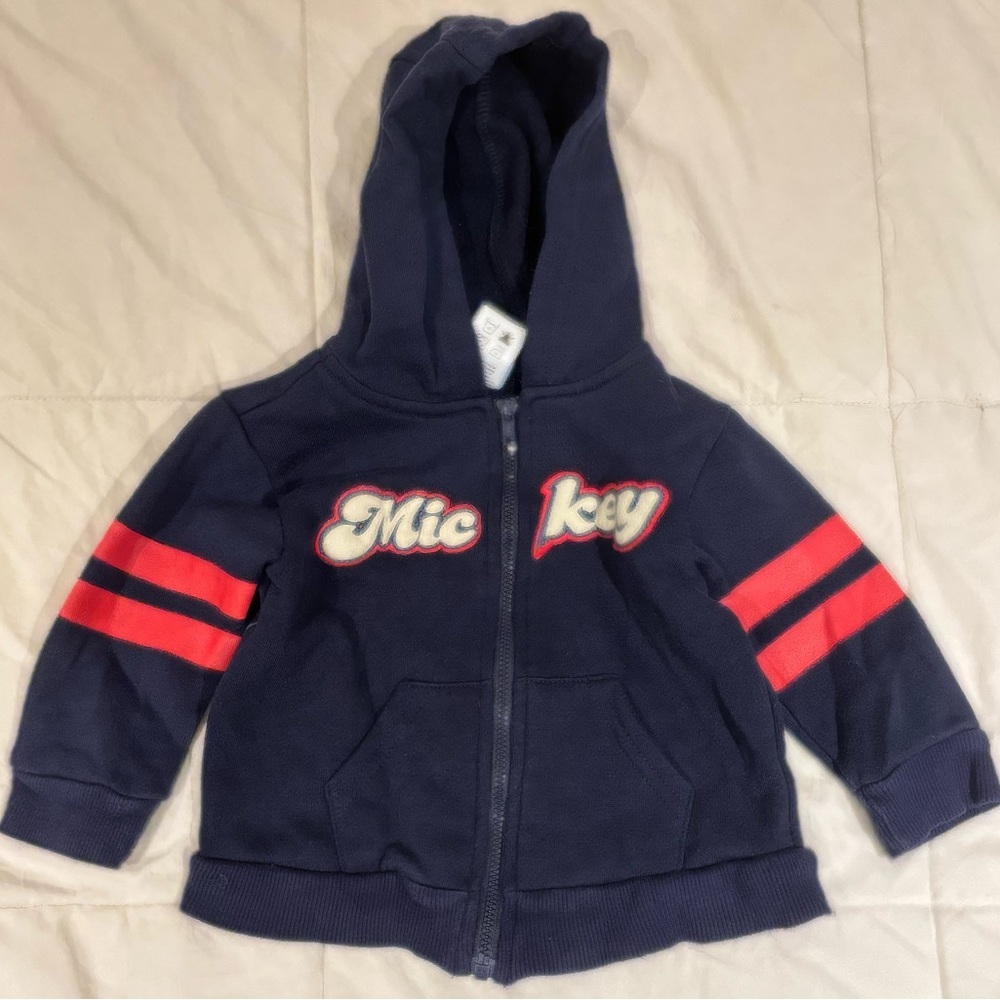 Baby Disney 6-12 months Mickey Mouse Navy and Red Kids Hoodie Cute Back Design